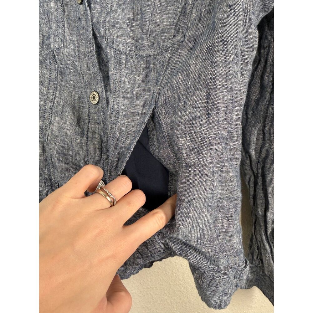 Jones & Co Womens Blue 100% Linen Jacket Sz L Beachy Breathable Lightweight - Picture 3 of 8